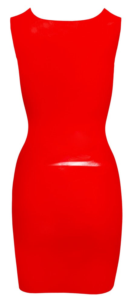 Rotes Latex-Minidress mit rundem Ausschnitt – LATE X