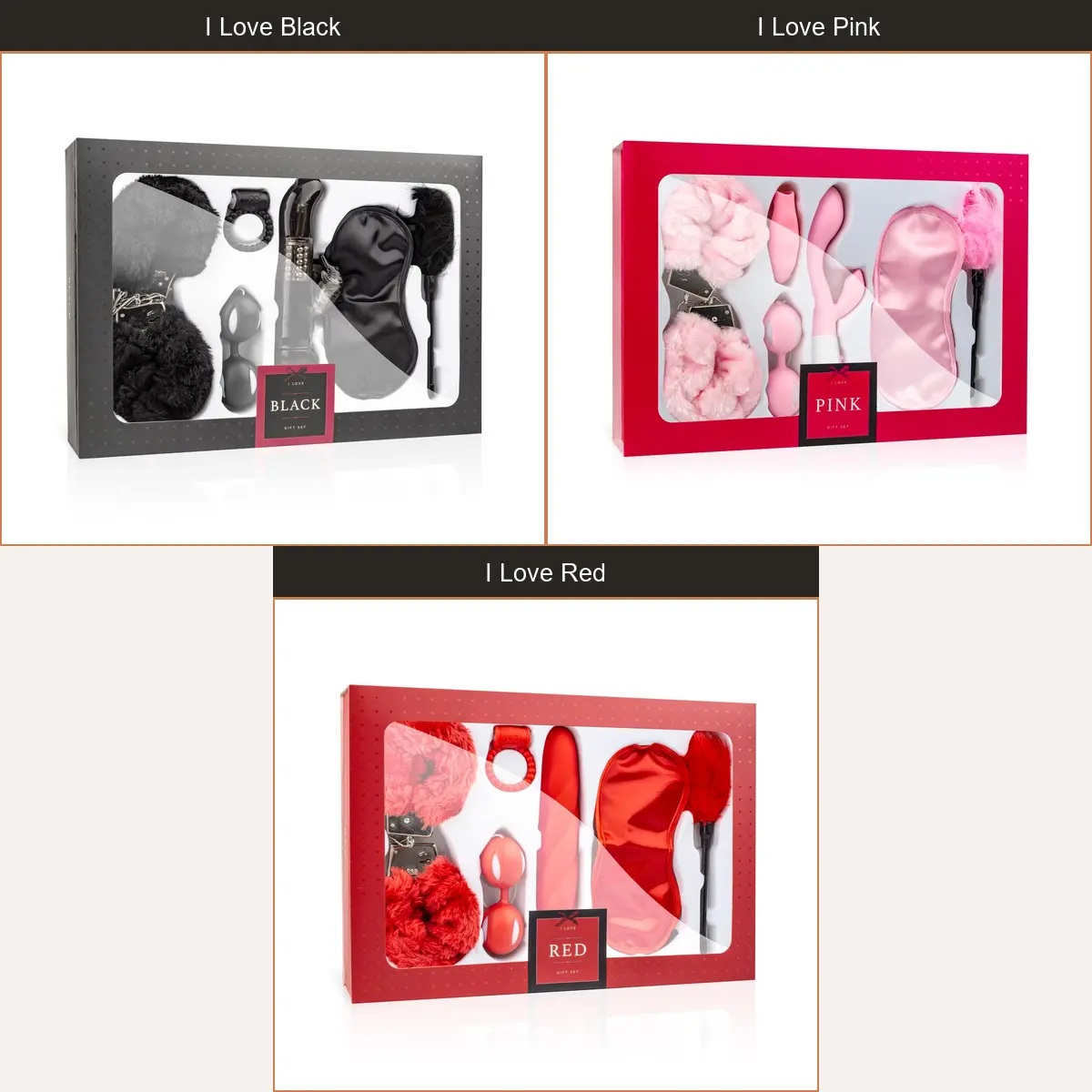 Erotische Geschenkboxen für Paare – Schwarz, Rot oder Rosa