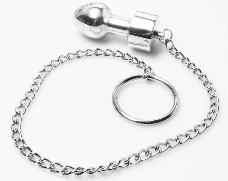 Anal Plug Metall mit Kette und Ring 40mm