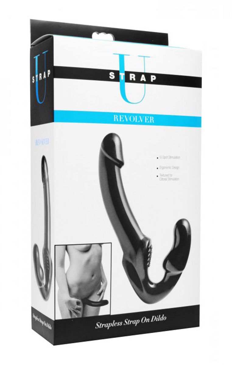 Halterloser Strap-on Revolver aus TPE – Schwarz, 25,4 cm