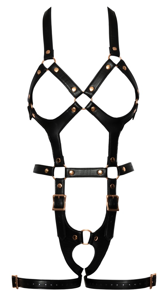 Busenfreier Harness-Body mit Neckholder und Oberschenkelriemen